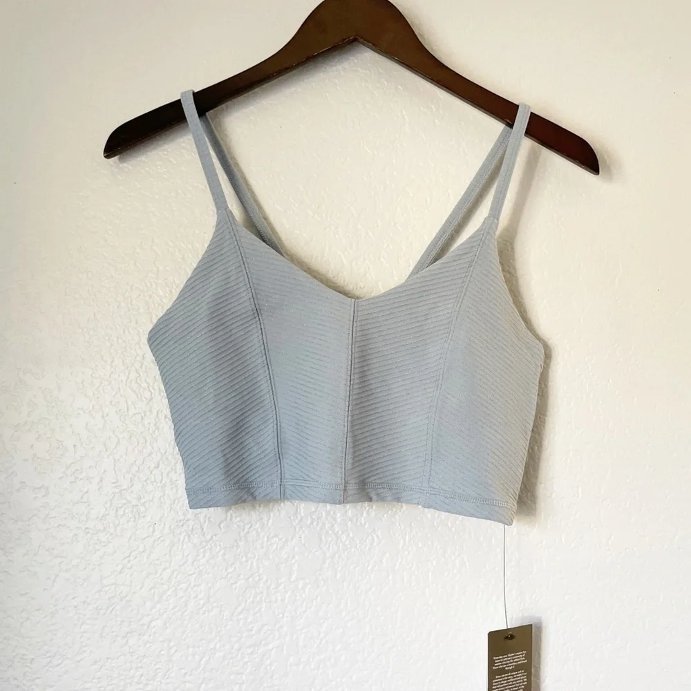 NWT GLYDER Charge Bra Blue Silver Shimmer Large